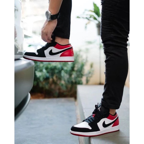 Nike Air Jordan 1 Low Black Toe 553558-116 White/Black-Gymred