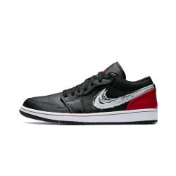 Nike Air Jordan 1 Low Brushstroke Swoosh Black Red DA4659-001 Black/White-University Red 