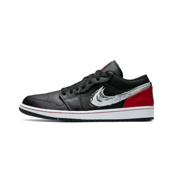 Nike Air Jordan 1 Low Brushstroke Swoosh Black Red DA4659-001 Black/White-University Red