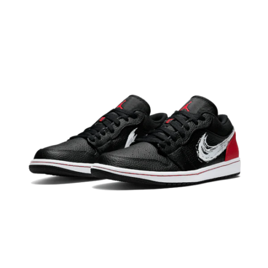 Nike Air Jordan 1 Low Brushstroke Swoosh Black Red DA4659-001 Black/White-University Red