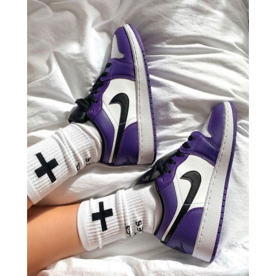 Nike Air Jordan 1 Low Court Purple 553558-500 Black-White/Courtpurple