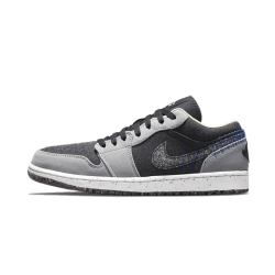 Nike Air Jordan 1 Low Crater Black Grey DM4657-001 Light Smoke Gray/Black/Racer Blue 