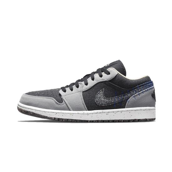 Nike Air Jordan 1 Low Crater Black Grey DM4657-001 Light Smoke Gray/Black/Racer Blue