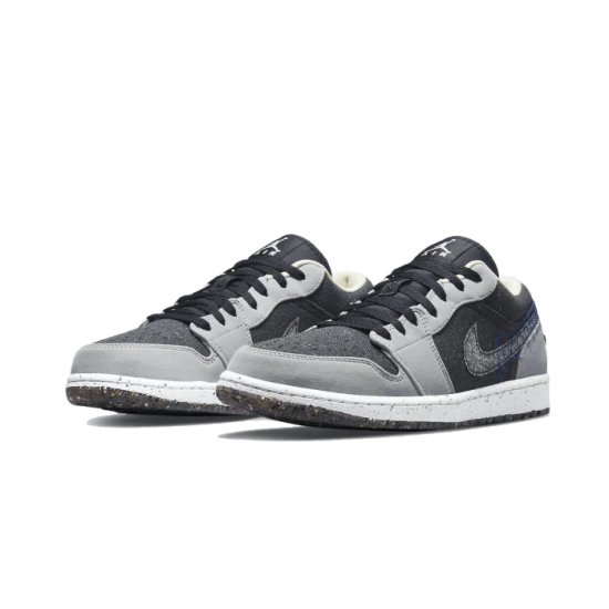 Nike Air Jordan 1 Low Crater Black Grey DM4657-001 Light Smoke Gray/Black/Racer Blue