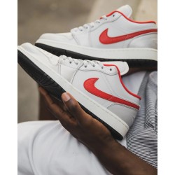 Nike Air Jordan 1 Low Night Track DA4668-001 Sail/Metallic Silver-Varsity Red-Black 