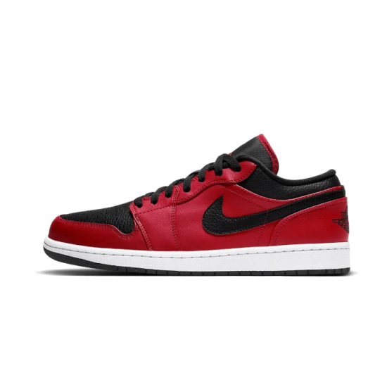 Nike Air Jordan 1 Low Reverse Bred Pebbled Swoosh 553558-605 Gymred/White/Black