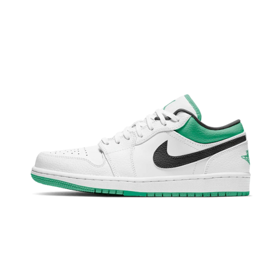 Nike Air Jordan 1 Low White Lucky Green Black 553558-129 White/Lucky Green-Black