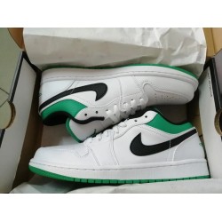 Nike Air Jordan 1 Low White Lucky Green Black 553558-129 White/Lucky Green-Black