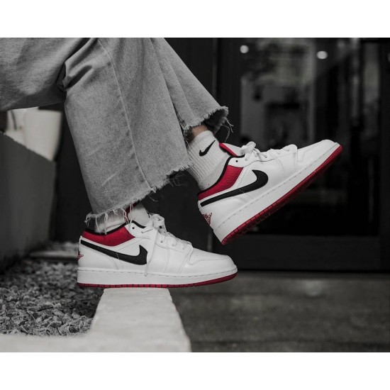 Nike Air Jordan 1 Low White University Red Black 553558-118 White/University Red-Black