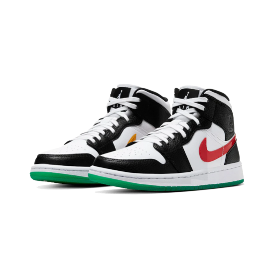 Nike Air Jordan 1 Mid Alternate Swoosh BQ6472-063 Black/University Red-White-Lucid Green