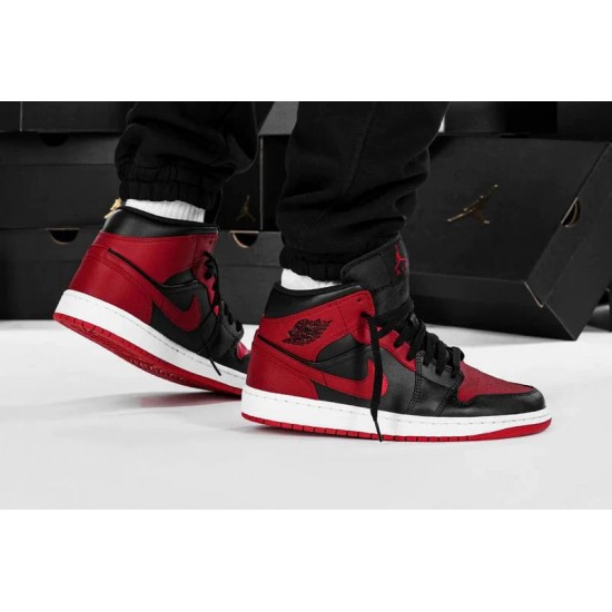 Nike Air Jordan 1 Mid Banned (2020) 554724-074 Black/University Red-Black-White