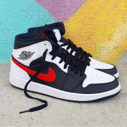 Nike Air Jordan 1 Mid Black Chile Red White 554724-075 Black/Red-Chile/White 