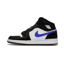 Nike Air Jordan 1 Mid Black Racer Blue White 554725-084 Black/Racer Blue-White 