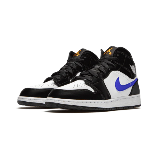 Nike Air Jordan 1 Mid Black Racer Blue White 554725-084 Black/Racer Blue-White