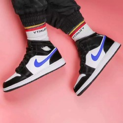 Nike Air Jordan 1 Mid Black Racer Blue White 554725-084 Black/Racer Blue-White 