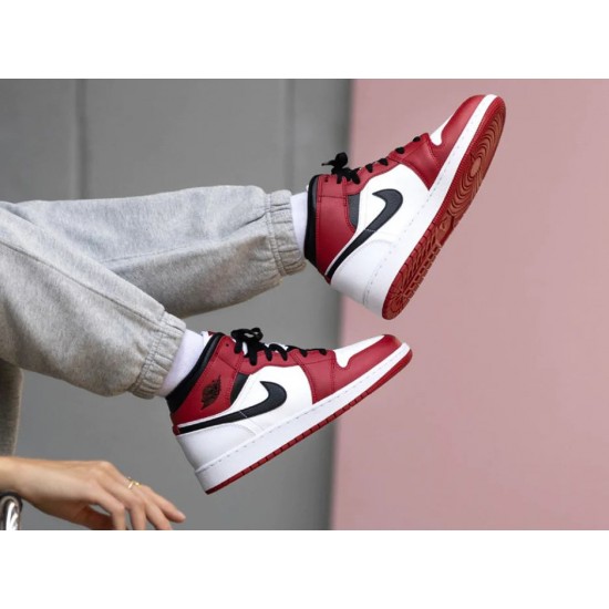 Nike Air Jordan 1 Mid Chicago White 554725-173 White/Gym-Red/Black