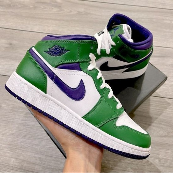 Nike Air Jordan 1 Mid Incredible Hulk 554724-300 Aloeverde/Courtpurple-White