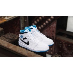 Nike Air Jordan 1 Mid Laser Blue 554724-141 White/Laser Blue-Black