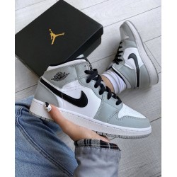 Nike Air Jordan 1 Mid Light Smoke Gray 554725-092 Light Smoke Gray/Black-White 