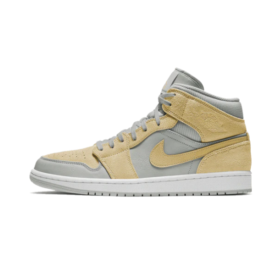 Nike Air Jordan 1 Mid Mixed Textures Yellow DA4666-001 Gray Fog/Lemon Wash-White