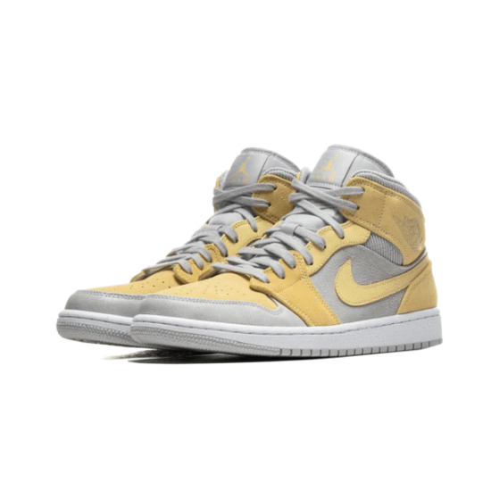 Nike Air Jordan 1 Mid Mixed Textures Yellow DA4666-001 Gray Fog/Lemon Wash-White