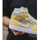 Nike Air Jordan 1 Mid Mixed Textures Yellow DA4666-001 Gray Fog/Lemon Wash-White