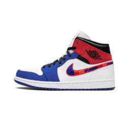 Nike Air Jordan 1 Mid Multicolor Swoosh 852542-146 White/Universityred-Rushblue-Black