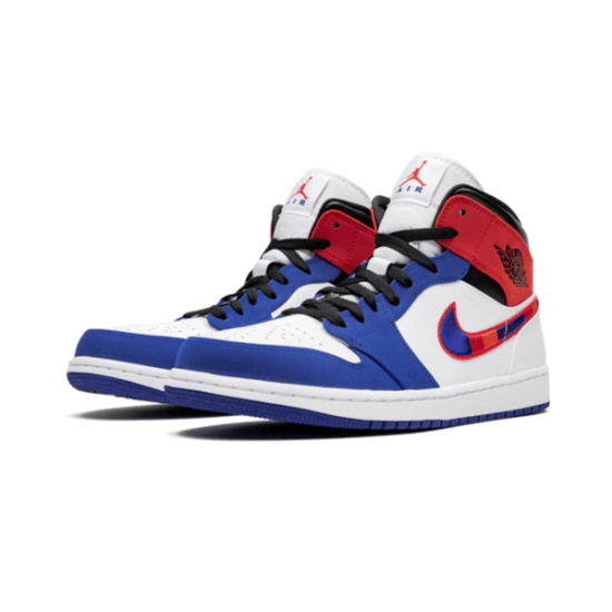 Nike Air Jordan 1 Mid Multicolor Swoosh 852542-146 White/Universityred-Rushblue-Black