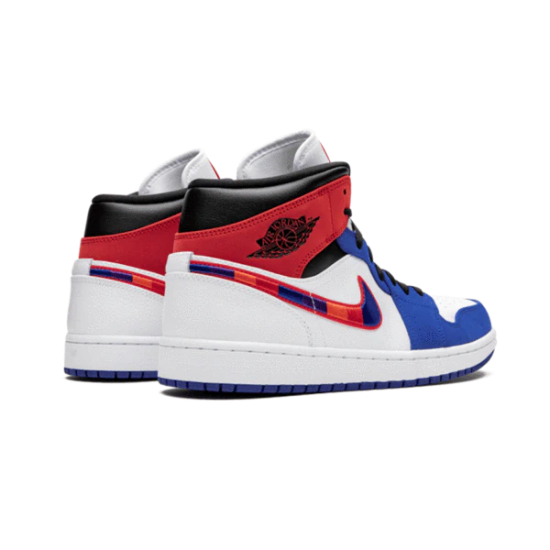 Nike Air Jordan 1 Mid Multicolor Swoosh 852542-146 White/Universityred-Rushblue-Black