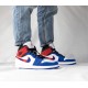 Nike Air Jordan 1 Mid Multicolor Swoosh 852542-146 White/Universityred-Rushblue-Black