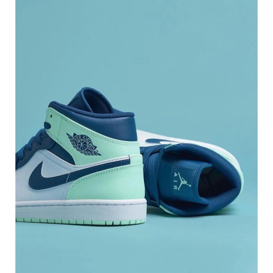 Nike Air Jordan 1 Mid Mystic Navy Mint Foam 554724-413 Mystic Navy/Mint Foam-White