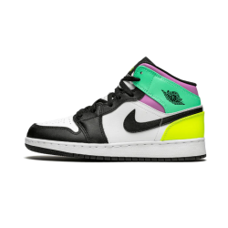 Nike Air Jordan 1 Mid Pastel Black Toe 554725-175 White/Black-Volt-Greenglow