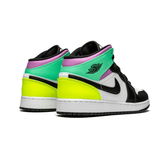 Nike Air Jordan 1 Mid Pastel Black Toe 554725-175 White/Black-Volt-Greenglow