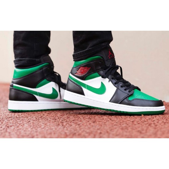 Nike Air Jordan 1 Mid Pine Gree 554725-067 Pinegreen/White-Black-Universityred