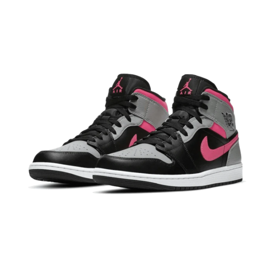 Nike Air Jordan 1 Mid Pink Shadow 554724-059 Black/Hot Punch-Light Smoke Gray