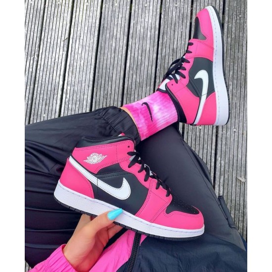 Nike Air Jordan 1 Mid Pinksicle 555112-002 Black/White-Pinksicle