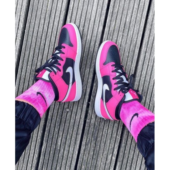 Nike Air Jordan 1 Mid Pinksicle 555112-002 Black/White-Pinksicle