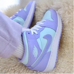 Nike Air Jordan 1 Mid Purple Aqua 554725-500 Purple/Aqua-White