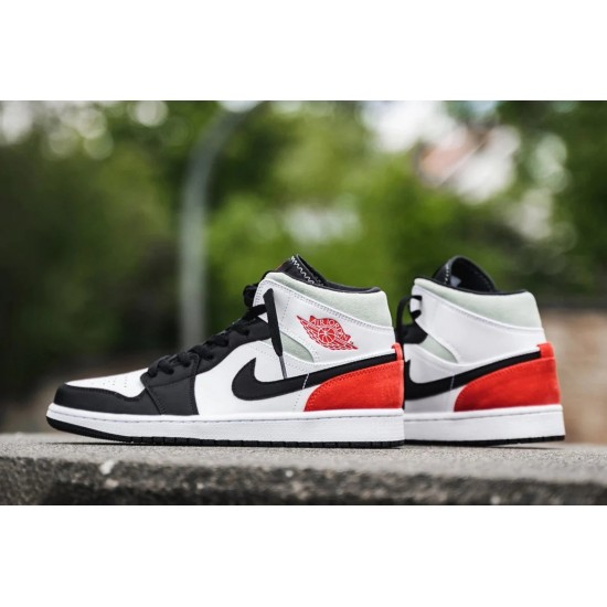 Nike Air Jordan 1 Mid Se Union Black Toe 852542-100 White/Black-Lightsmokegray-Gymred