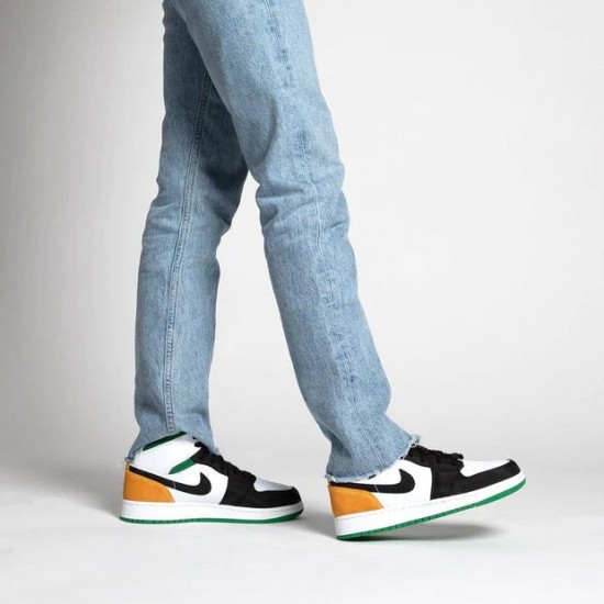 Nike Air Jordan 1 Mid Se White Laser Orange Lucky Green BQ6931-101 White/Laserorange-Black-Luckygreen