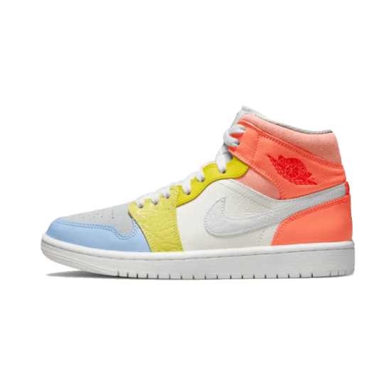 Nike Air Jordan 1 Mid To My First Coach DJ6908-100 White/Opti Yellow/Zitron/Psychic Blue