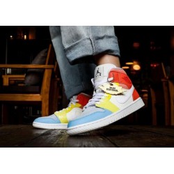 Nike Air Jordan 1 Mid To My First Coach DJ6908-100 White/Opti Yellow/Zitron/Psychic Blue