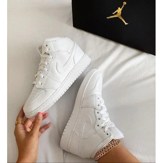 Nike Air Jordan 1 Mid Triple White 554725-130 White/White/White