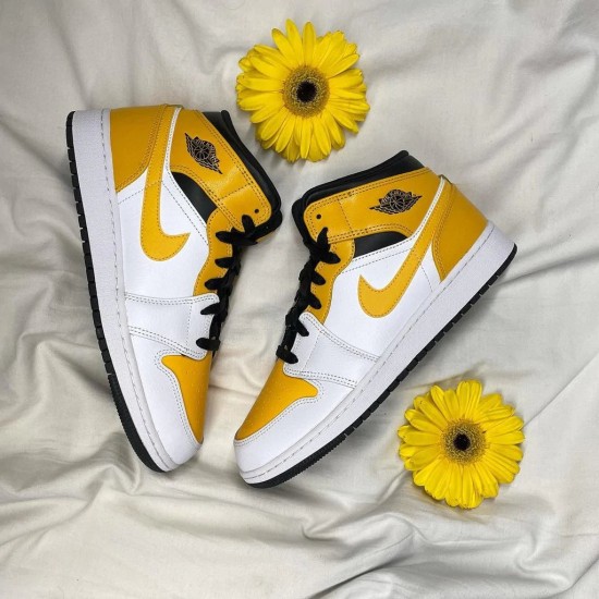 Nike Air Jordan 1 Mid University Gold 554725-170 White/University Gold-Black