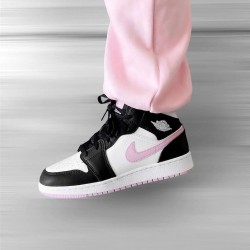 Nike Air Jordan 1 Mid White Black Light Arctic Pink DC9035-100 White/Gray 