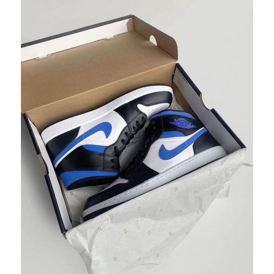 Nike Air Jordan 1 Mid White Black Royal 554724-140 White/Black/Racerblue