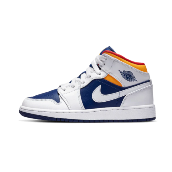 Nike Air Jordan 1 Mid White Laser Orange Deep Royal Blue 554725-131 White/Laserorange-Deeproyalblue