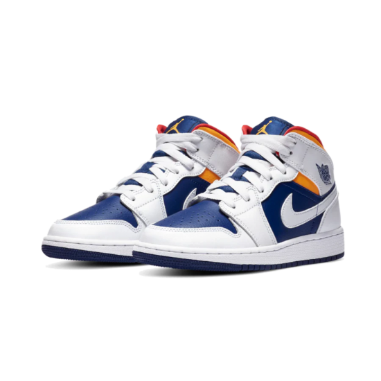 Nike Air Jordan 1 Mid White Laser Orange Deep Royal Blue 554725-131 White/Laserorange-Deeproyalblue