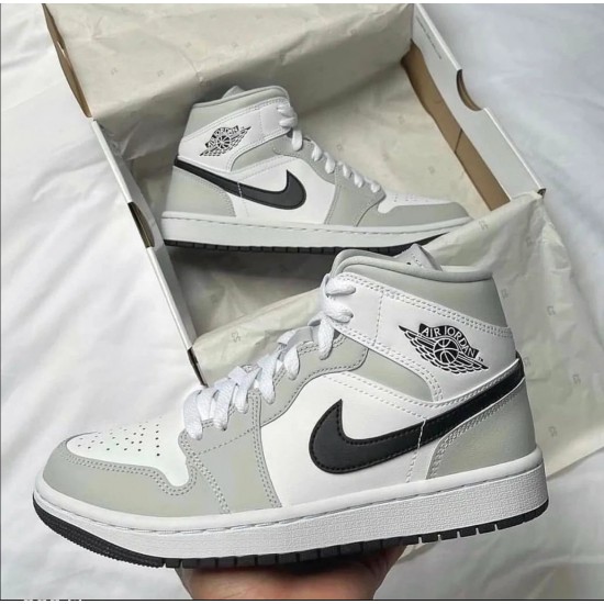 Nike Air Jordan 1 Mid White Light Smoke Grey BQ6472-015 White/Light Smoke Gray/Black