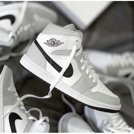 Nike Air Jordan 1 Mid White Light Smoke Grey BQ6472-015 White/Light Smoke Gray/Black